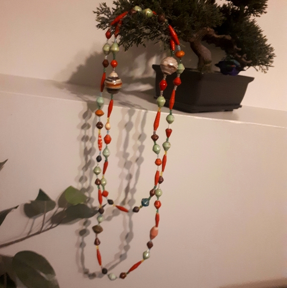 Colorful Beaded Long Necklace - Picture 2 of 2